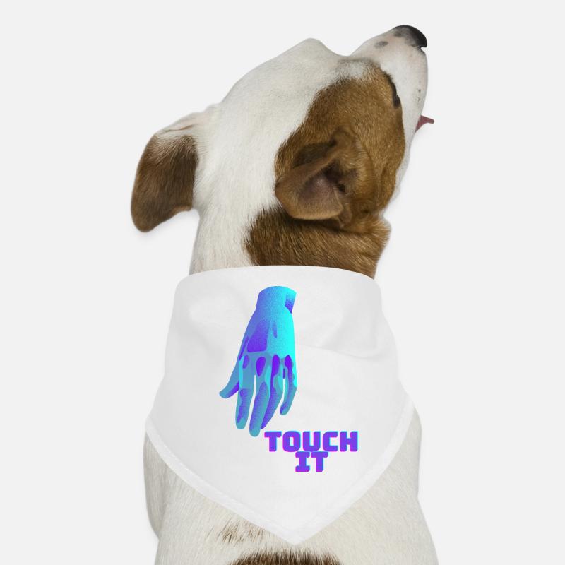 Touch It - Main Bleue - Bandana pour chien - blanc
