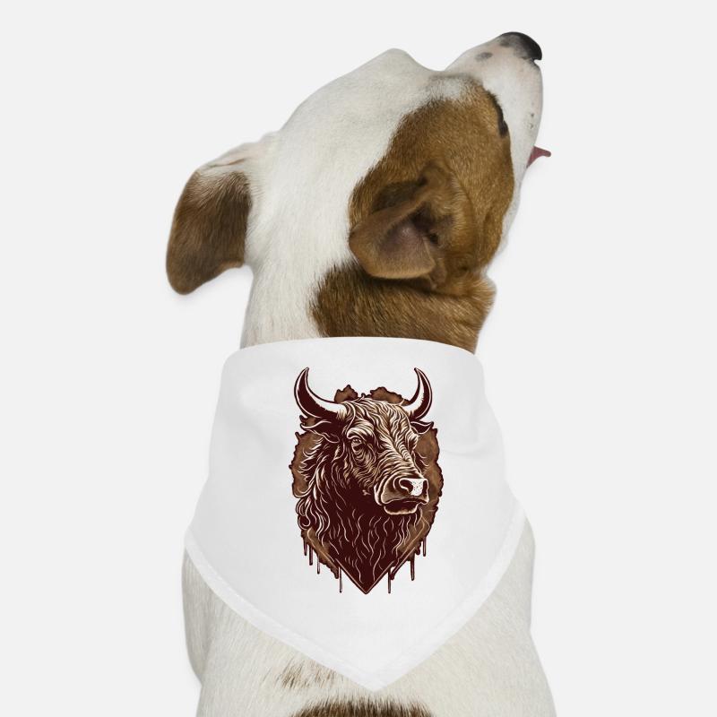 Stierkopf - Hunde-Bandana - Weiß