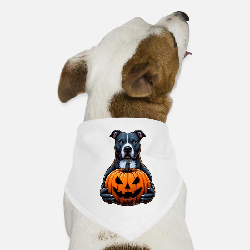 Pitbull Halloween - Tenant la lanterne Jack O Bandana pour chien