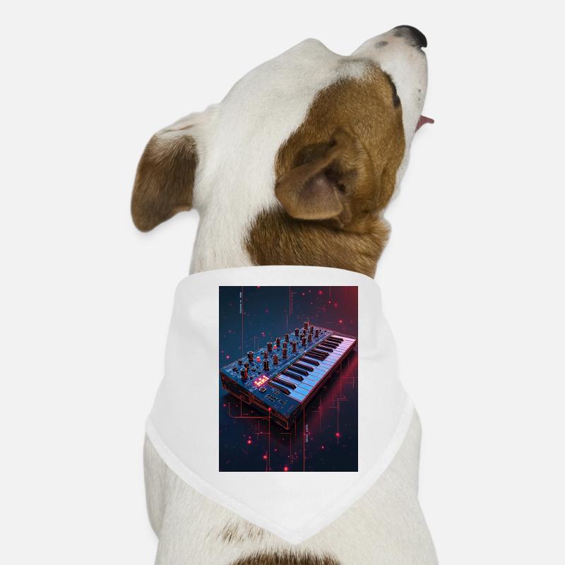 Futuristic Synthwave Music Console Dog Bandana