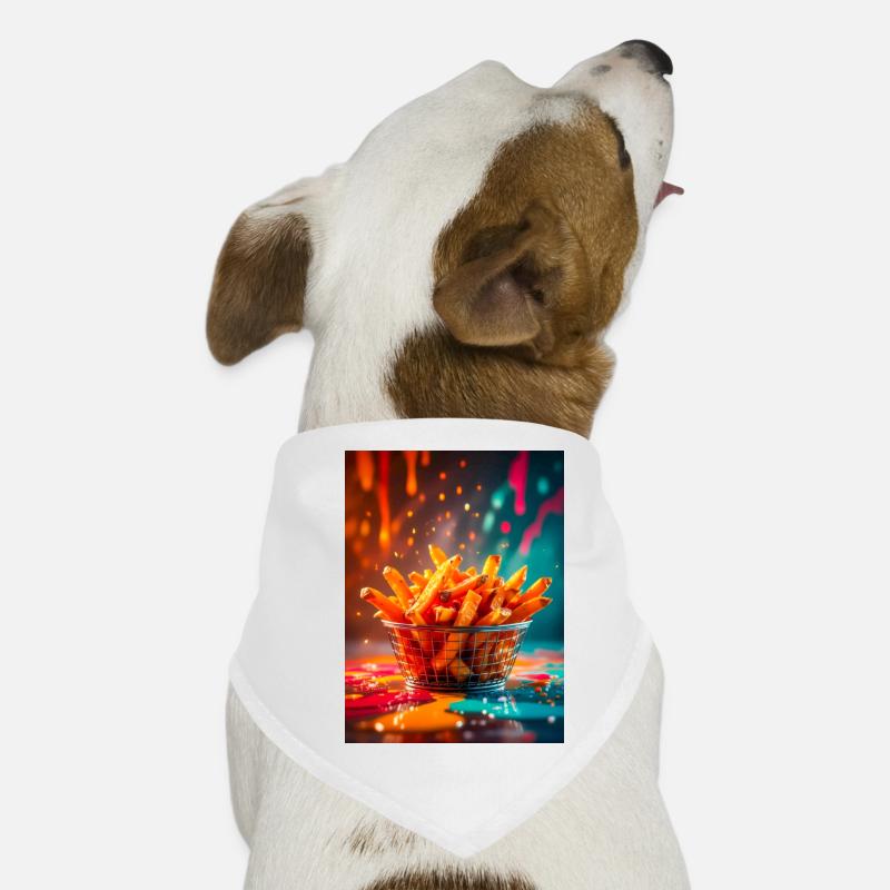 Frites de patates douces brillant dans un néon abstrait vif Bandana pour chien