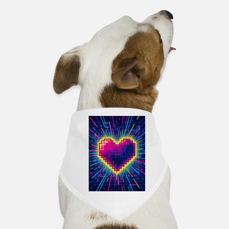 Neon Heart Pulse – Retro 80s Love Dog Bandana