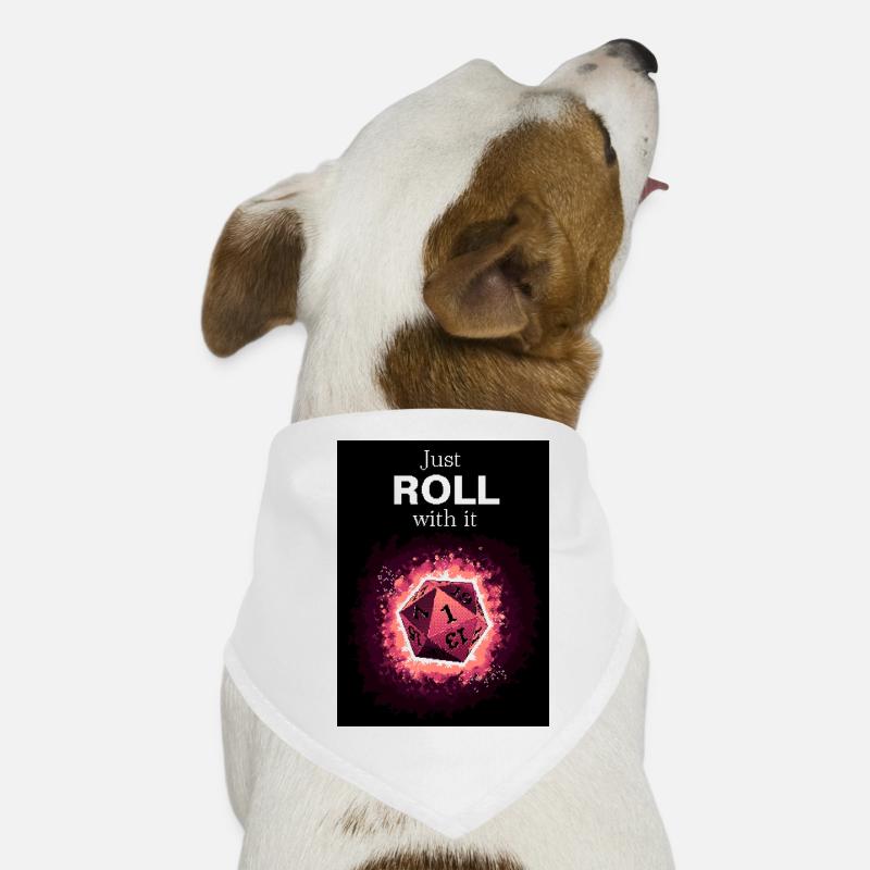 Faites simplement avec les dés rétro d20 magenta - Bandana pour chien - blanc