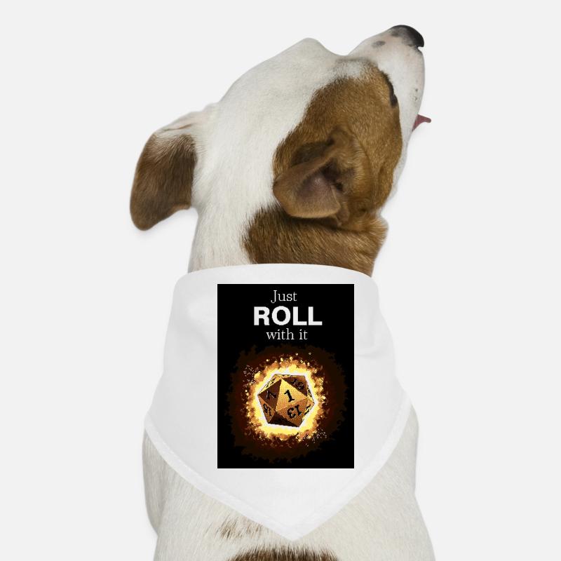 Just Roll With It Retro D20 Gold Dice Dog Bandana