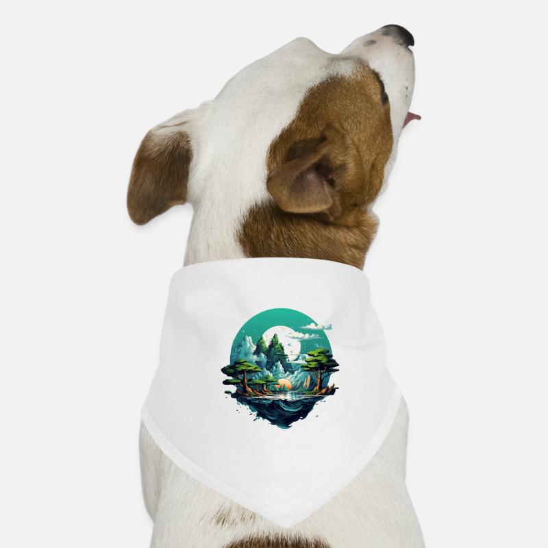 Landschaft - Hunde-Bandana - Weiß