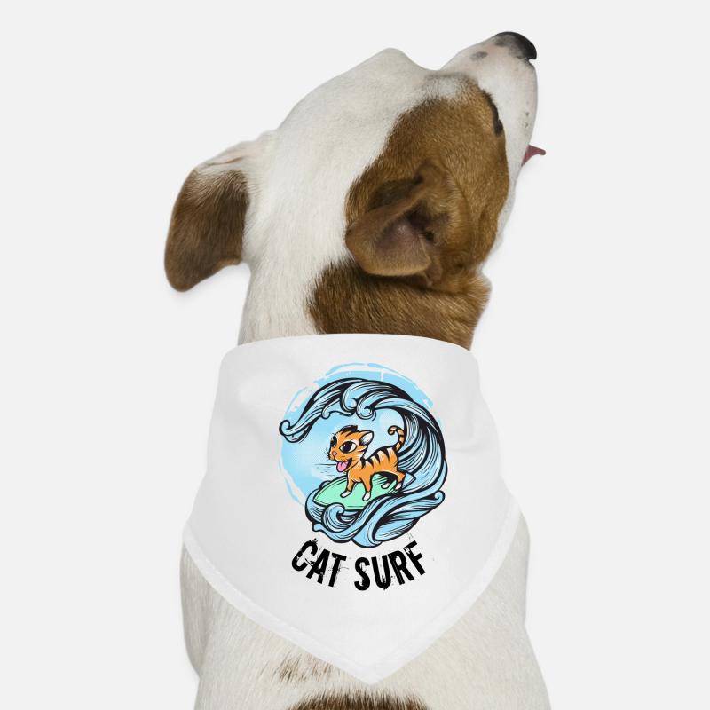 Cat Surf jeu de mot Chat Planche de surf vague Bandana pour chien