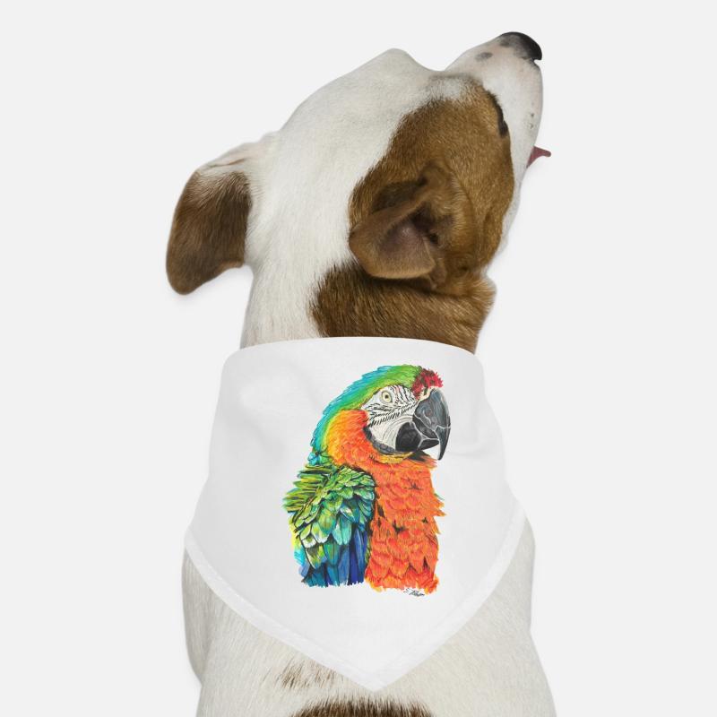 Papagei Ara macaw Paradiesvogel - Hunde-Bandana - Weiß