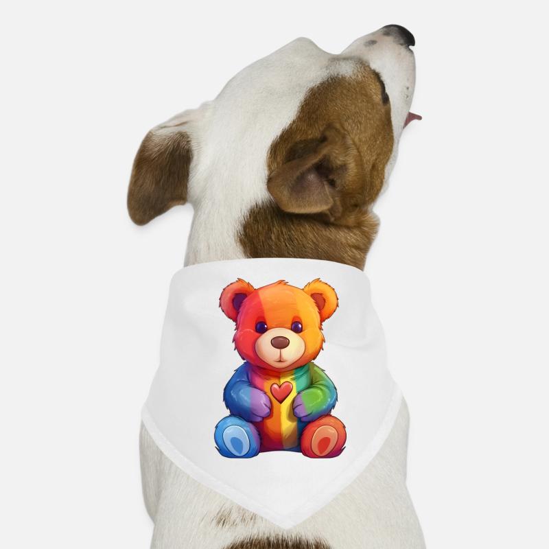 Rainbow Heart Bear Plush Dog Bandana