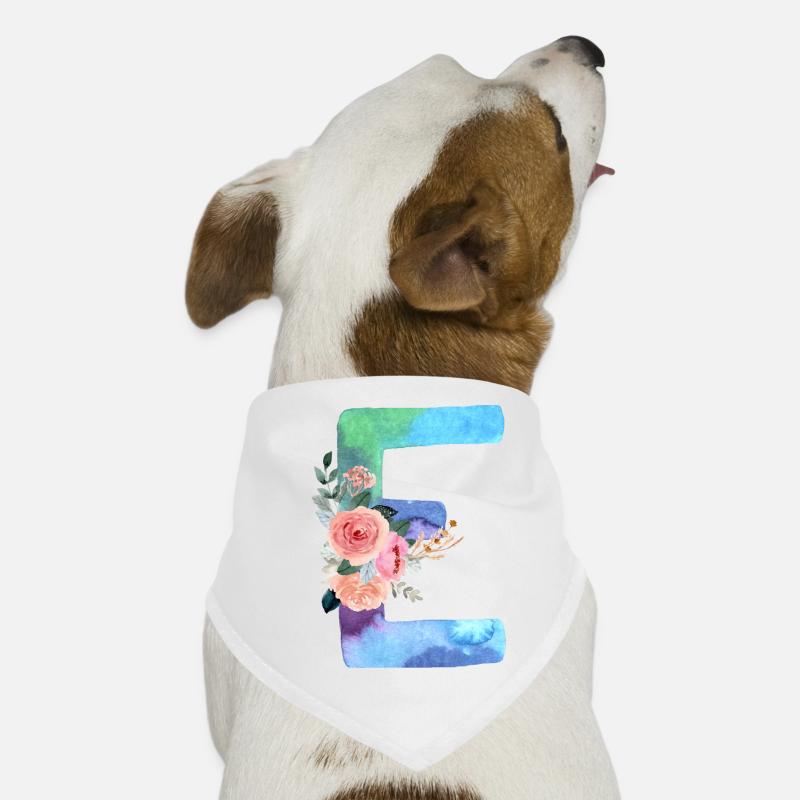 Buchstabe E Aquarell - Hunde-Bandana - Weiß