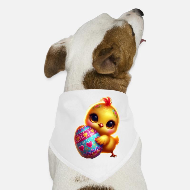 Easter chicks with egg - Dog Bandana - white