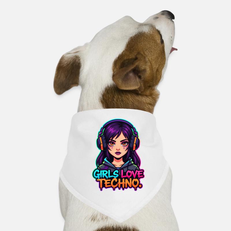 Techno Neon Mädchen Hunde-Bandana