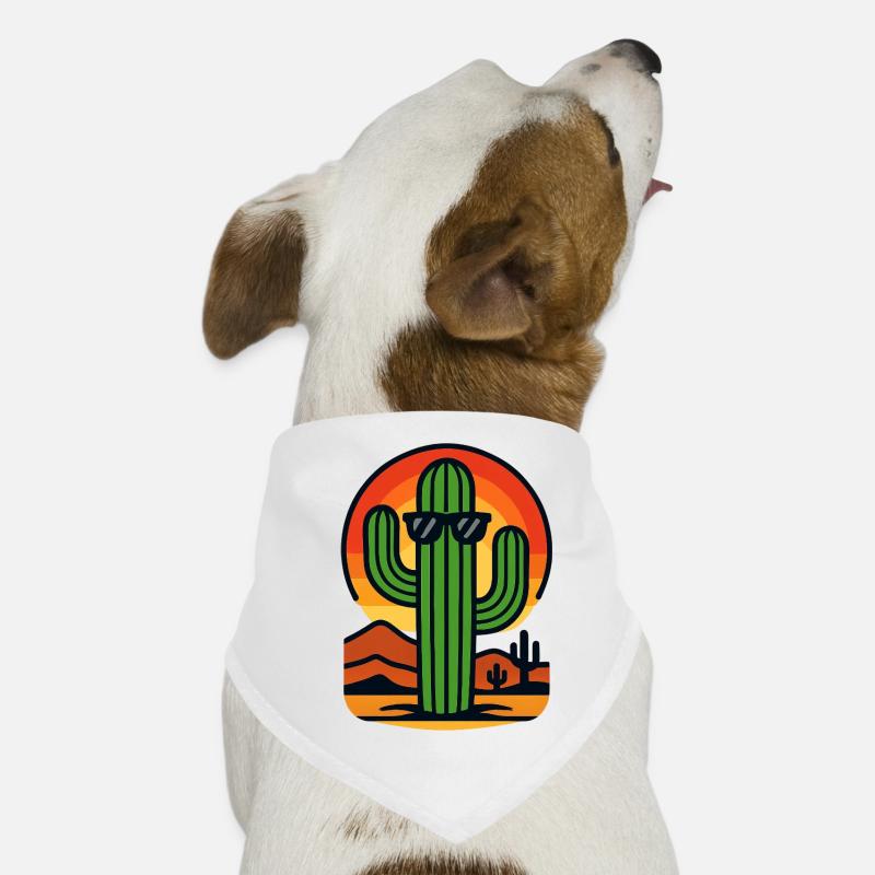 Cactus au coucher du soleil avec des lunettes de soleil Bandana pour chien