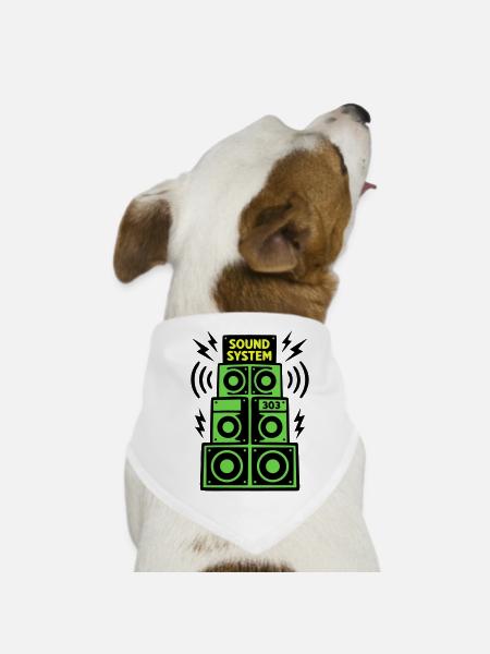 Sound System Speaker Techno Festival DJ - Dog Bandana - white - Front