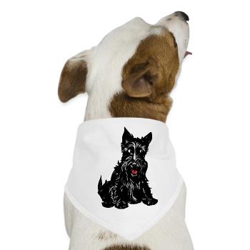 Monochrome Terrier-Linienkunst - Hunde-Bandana - Weiß - Vorne