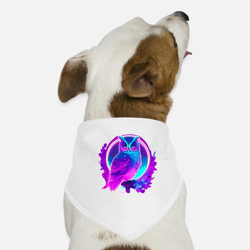 Eule Neon Moon Synthwave Hunde-Bandana