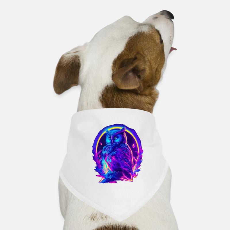 Mystisch leuchtende Eule Neon Synthwave Hunde-Bandana