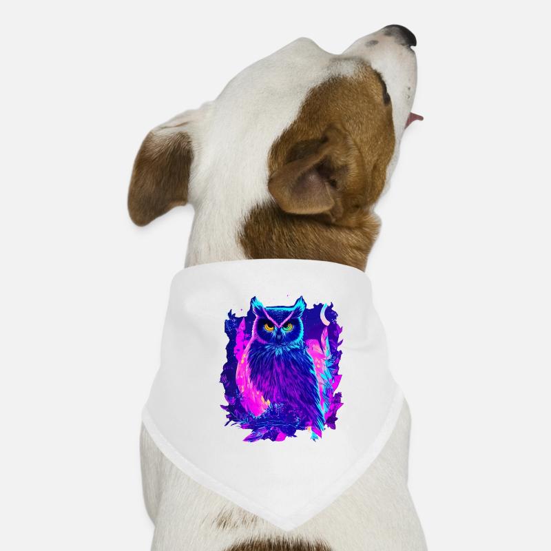 Neon Glowing Owl Synthwave Bandana pour chien