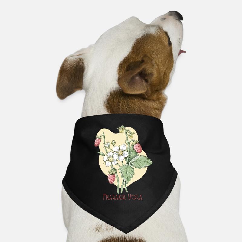 Common wild strawberry botanical drawing Dog Bandana