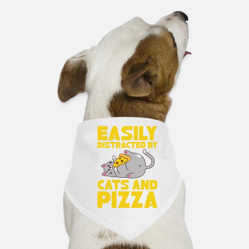 Easily Distracted By Cats And Pizza Hunde-Bandana