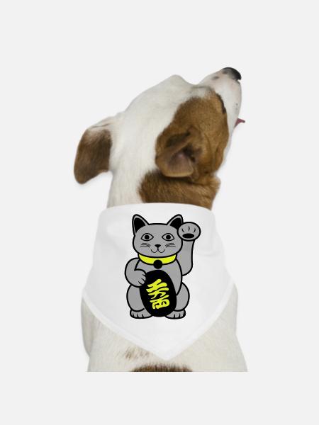 Maneki Waving Chat - Bandana pour chien - blanc - Devant