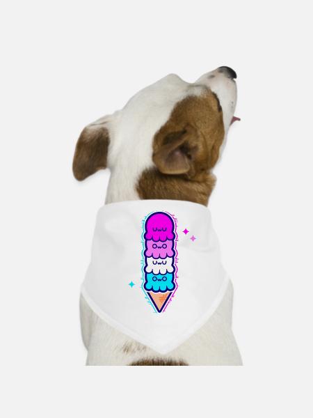 UwU | Octopus ice cream with femboy flag glitter - Dog Bandana - white - Front