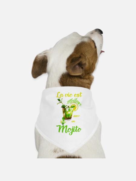La vie est meilleure avec un Mojito - Bandana pour chien - blanc - Devant