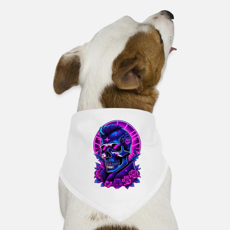 Neon Gothic Skull mit Kopfhörern Hunde-Bandana
