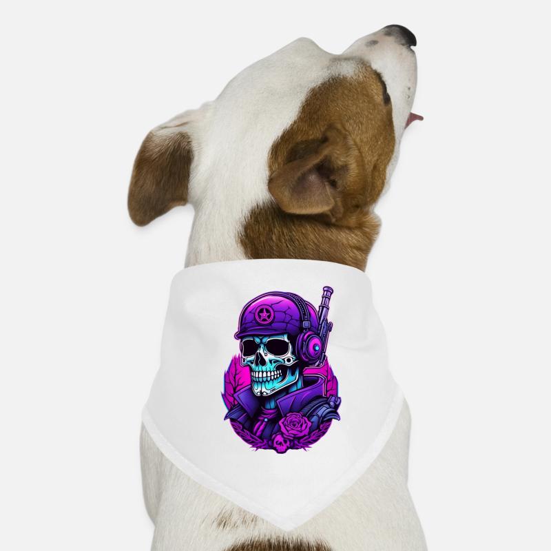 Skull Krieger mit Tarnhelm und Rosen Hunde-Bandana
