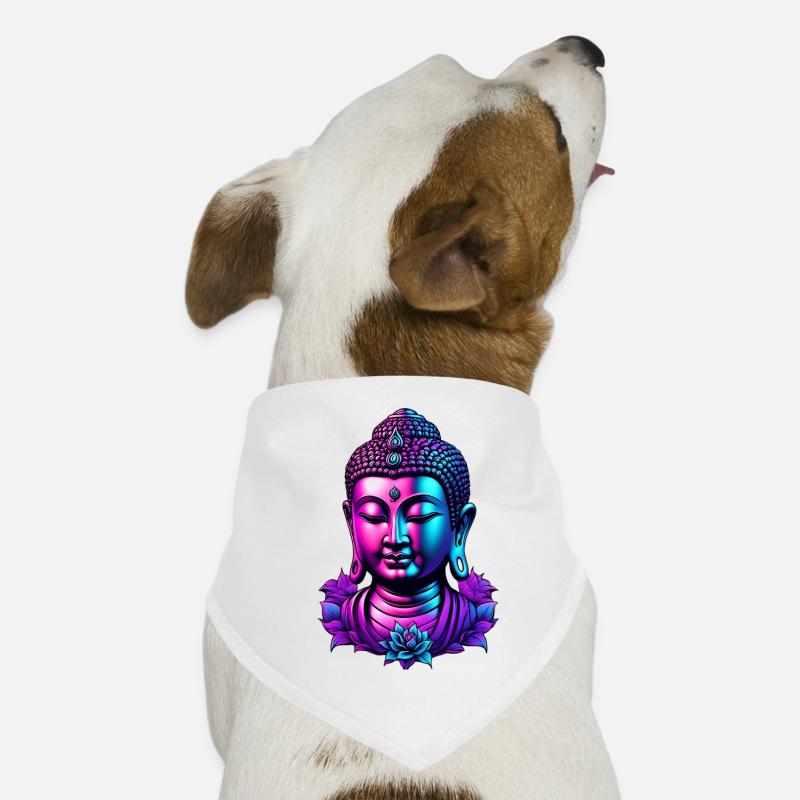 Néon Bouddha Fleur Aura - Bandana pour chien - blanc