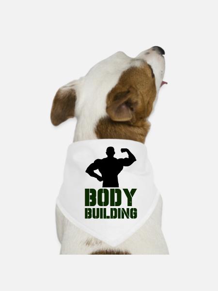 Kraftvolle Bodybuilding Typografie - Hunde-Bandana - Weiß - Vorne