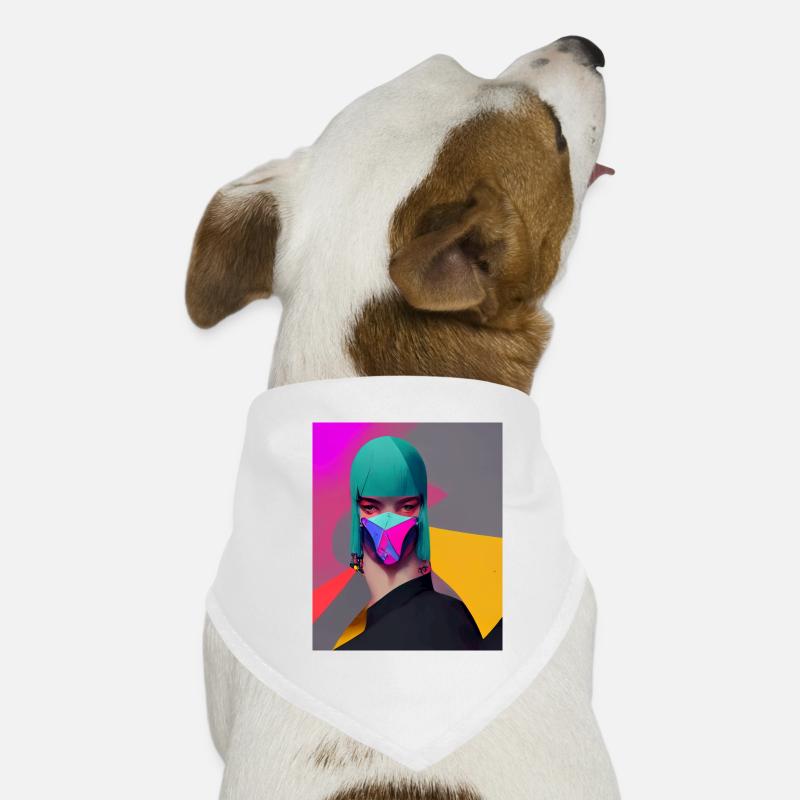 Frau mit Maske - Hunde-Bandana - Weiß