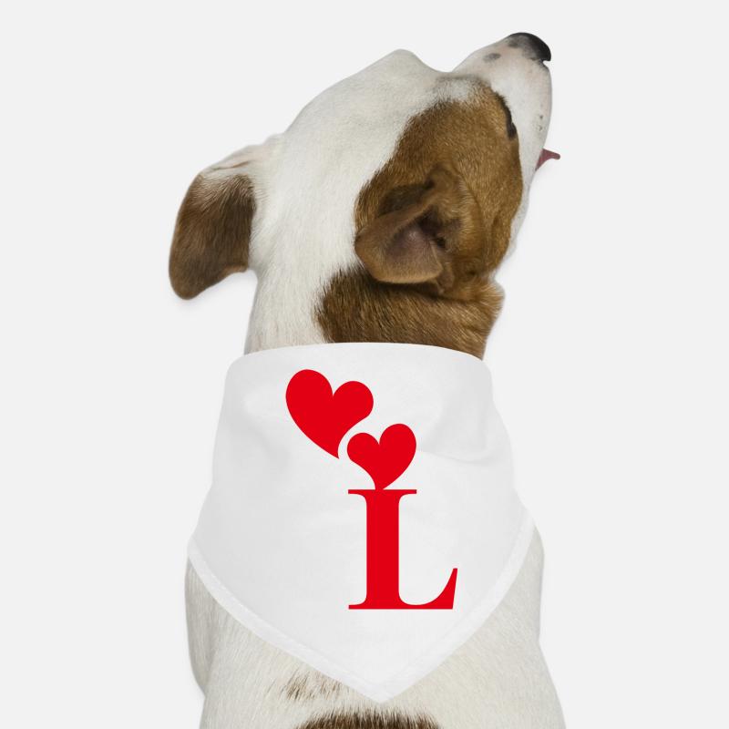Buchstabe l rotes Herz Hunde-Bandana