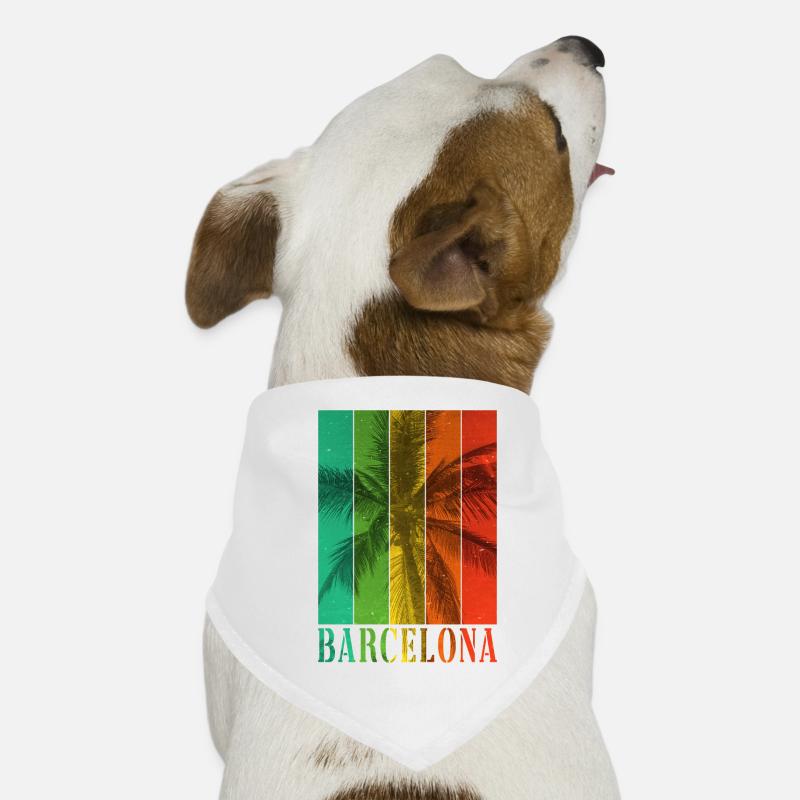 Barcelone Espagne Été Palmiers Plage Mer Vacances Bandana pour chien