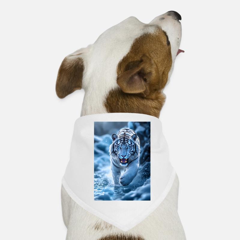 White tiger runs through stream Dog Bandana