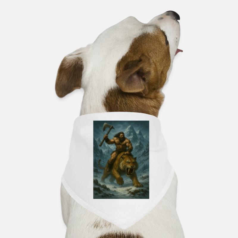 Wilder Krieger auf Sabertooth Tiger – Kunst Hunde-Bandana