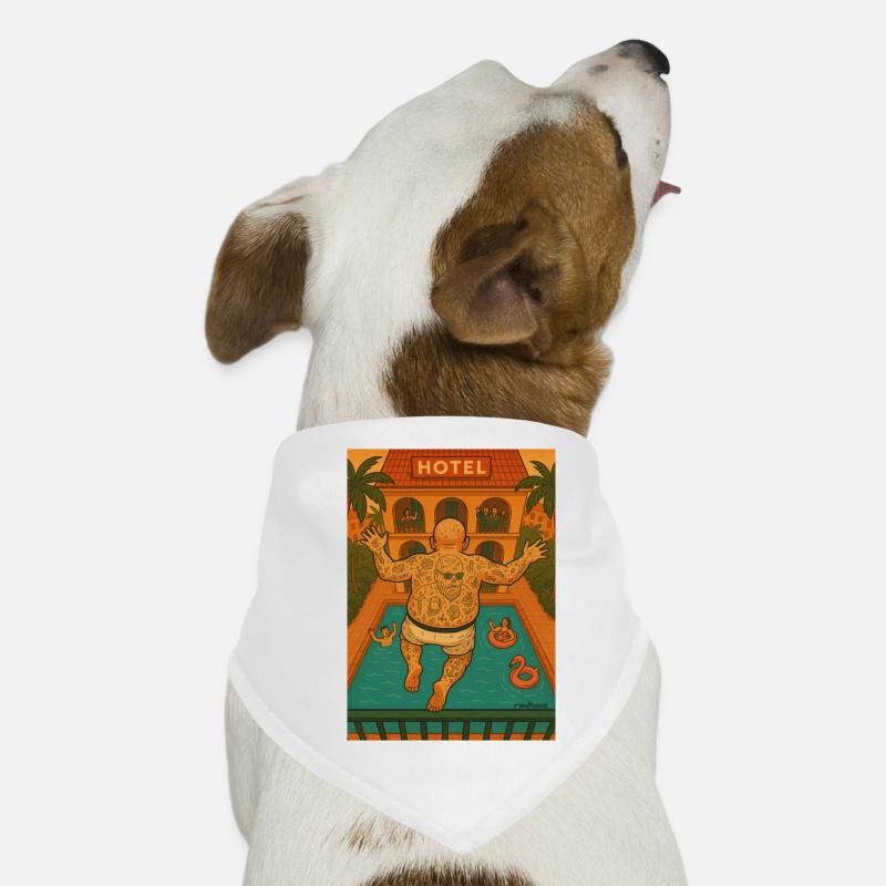balkon urlauber springt am Pool Hunde-Bandana
