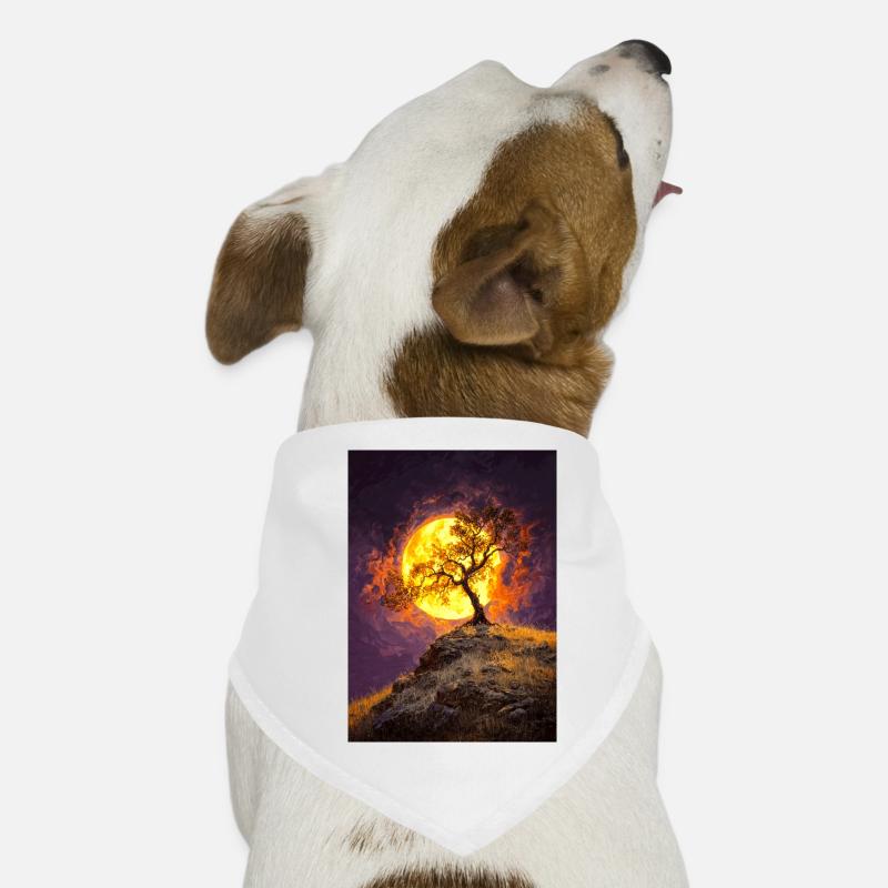 Moonlit Lone Tree on Cliff Dog Bandana