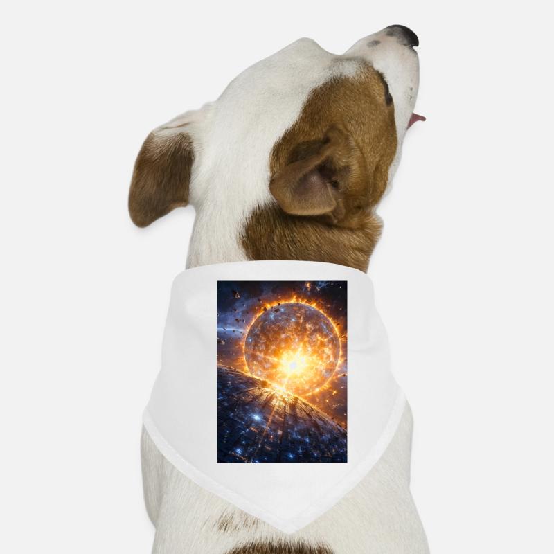 Solar Cataclysm Over Neon Dreadnought Dog Bandana