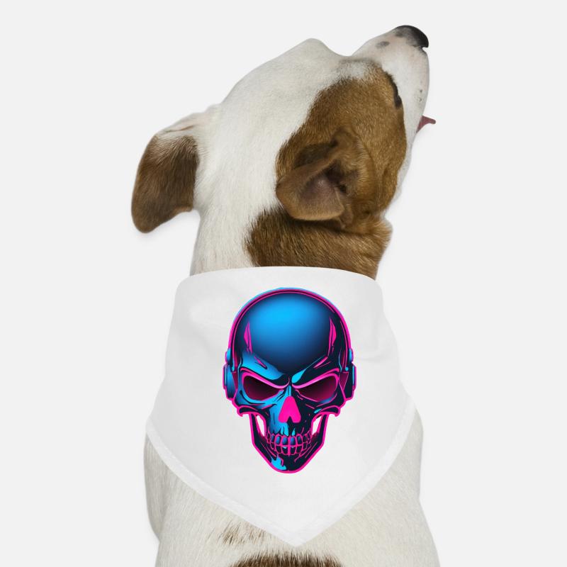 Neon Skull mit Kopfhörern Hunde-Bandana