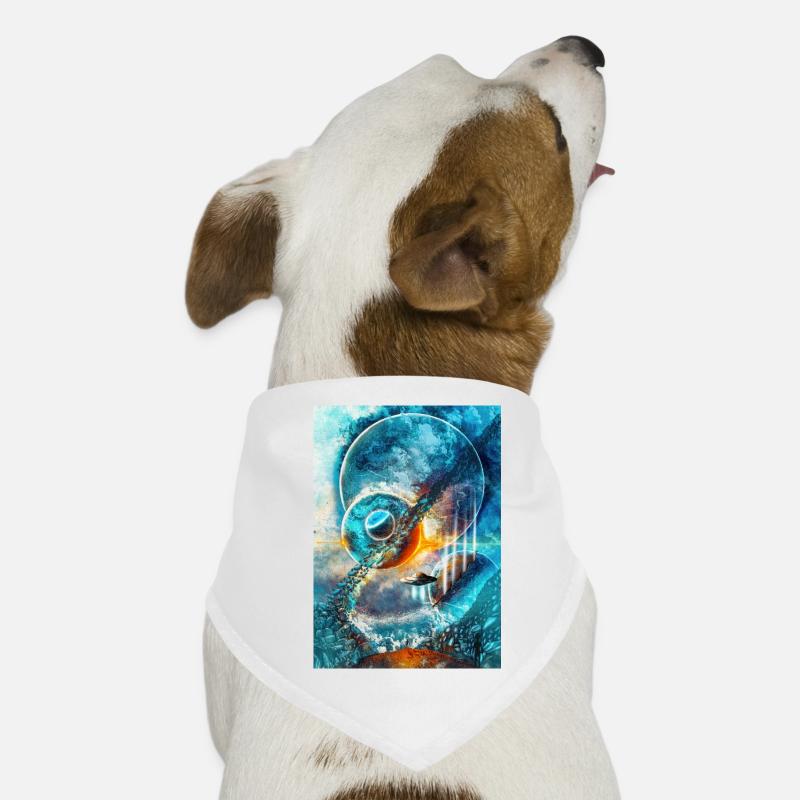 Blauer Weltraumring mit Feuer Hunde-Bandana