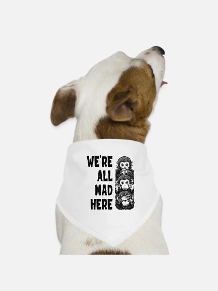 Three monkeys See nothing, say nothing, hear nothing - Dog Bandana - white - Front