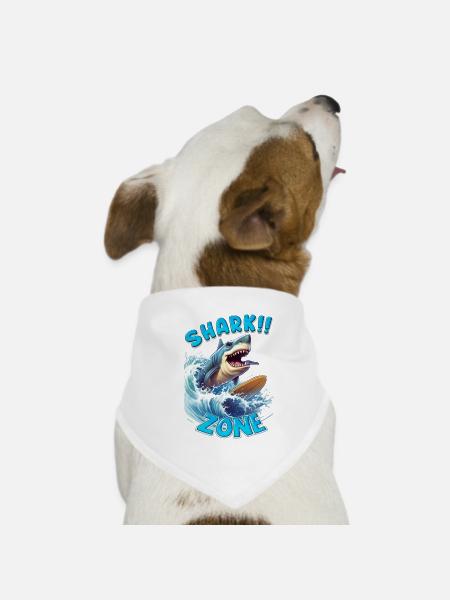 Lustiger Hai mit einem Surfbrett - Surfer - Hunde-Bandana - Weiß - Vorne