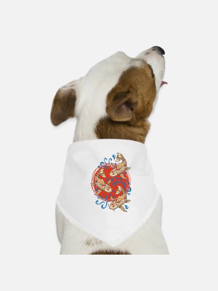 Poissons Koi Koi Carpes Lovers - Bandana pour chien - blanc - Devant