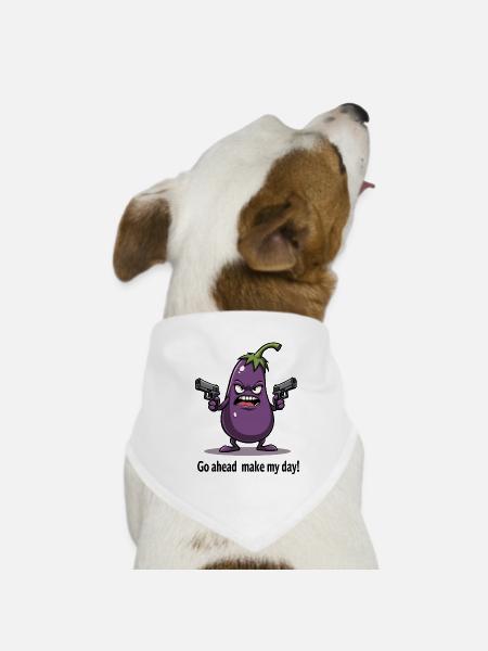 Badass Aubergine – Go Ahead, Make My Day - Hunde-Bandana - Weiß - Vorne