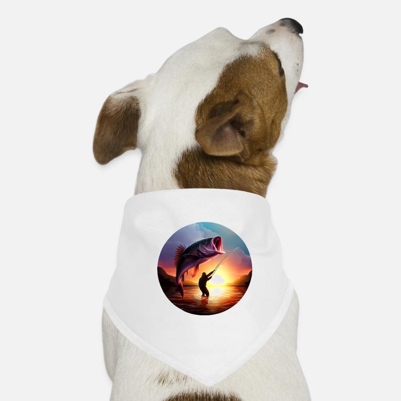 Pêcheur avec coucher de soleil de poisson géant Bandana pour chien