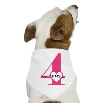 Ziffer Vier 4 mit Herz - Hunde-Bandana - Weiß - Vorne