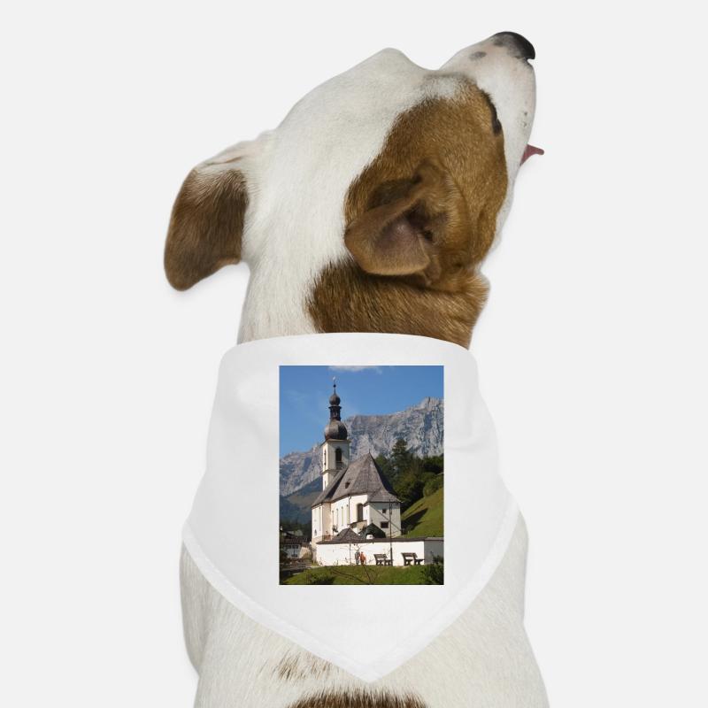 Ramsauer Kirche bei Berchtesgaden - Hunde-Bandana - Weiß