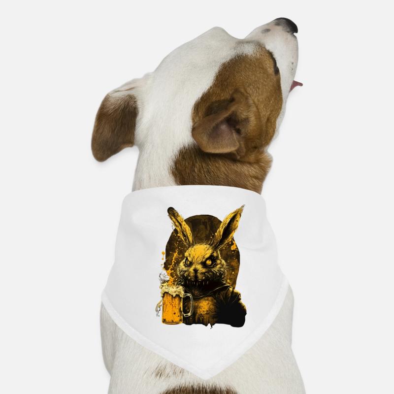 Cool crazy rabbit with beer Dog Bandana