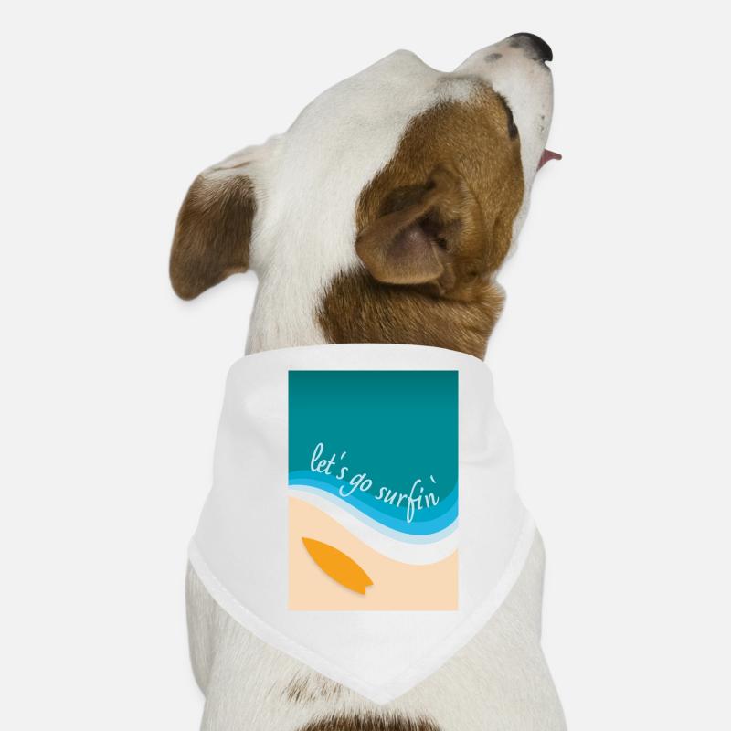 Let's go surfin' surfing (angular design) - Dog Bandana - white