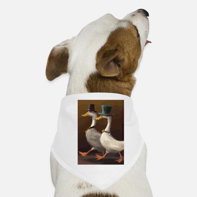 Zwei Enten - Hunde-Bandana - Weiß
